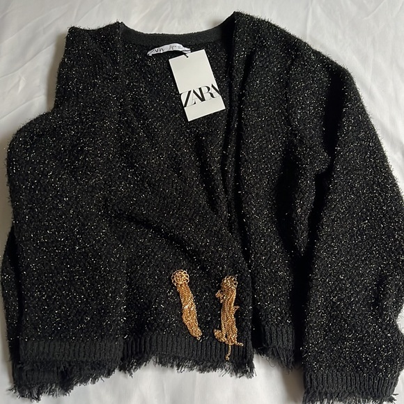 METALLIC THREAD SPARKLE KNIT CARDIGAN JACKET - Picture 2 of 12